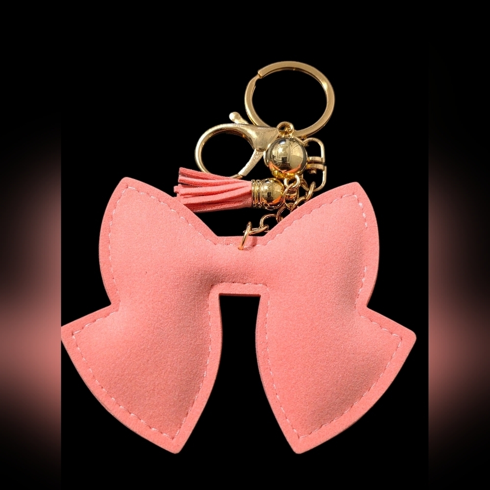 Pink Rhinestone Bow Bag Charm Keychain - Picture 2 of 2